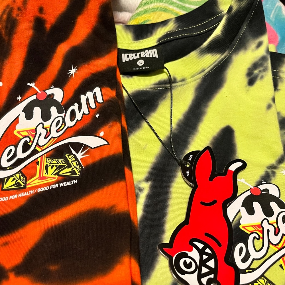 BBC ICE CREAM Wales L/S Long Sleeve Shirts in Neon Red an Neon Yellow. BNWT.